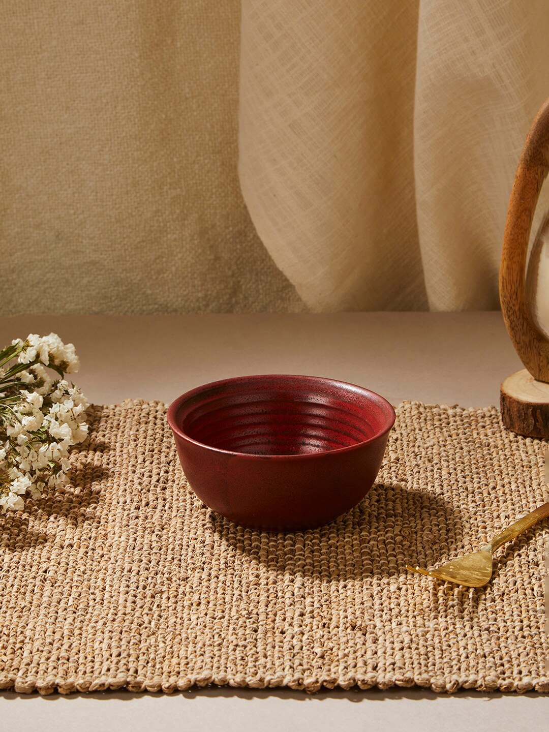 

Fabindia Maroon Solid Serving Bowl