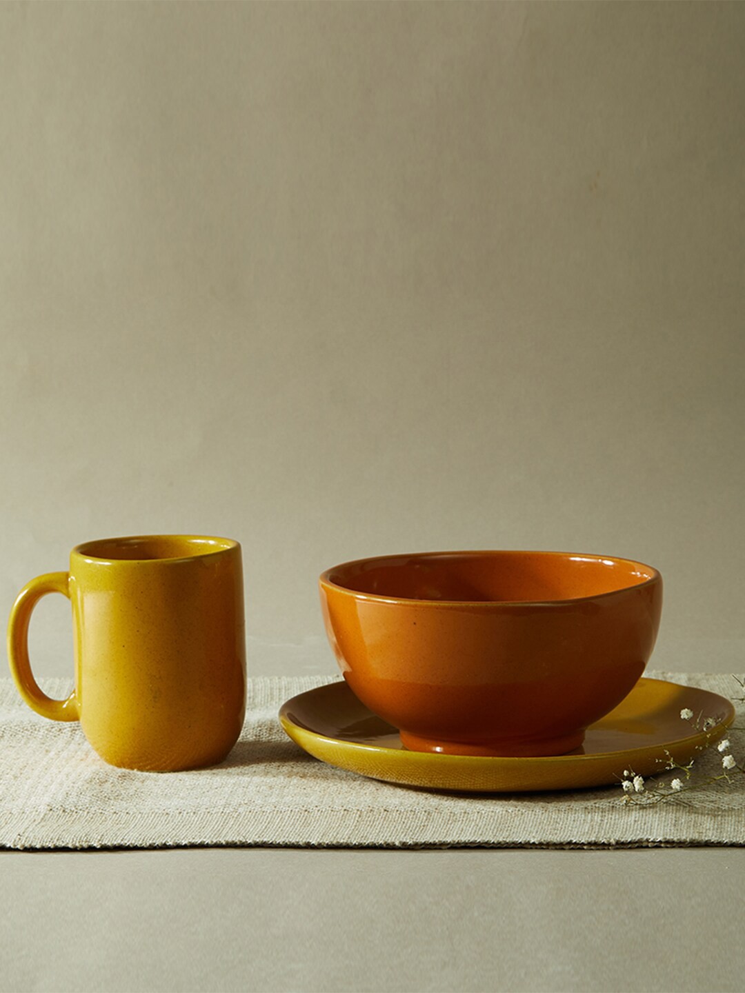 

Fabindia Yellow & Orange Idika Breakfast Set