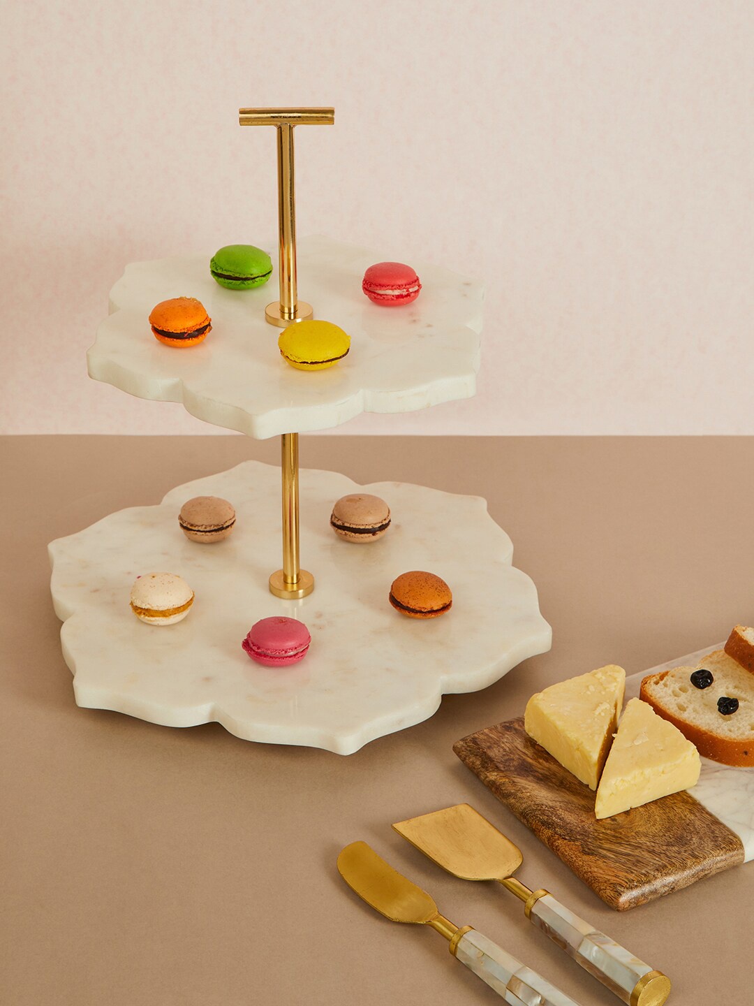 

Fabindia White & Gold Designer Two-Tier Ceramic Cake Stand