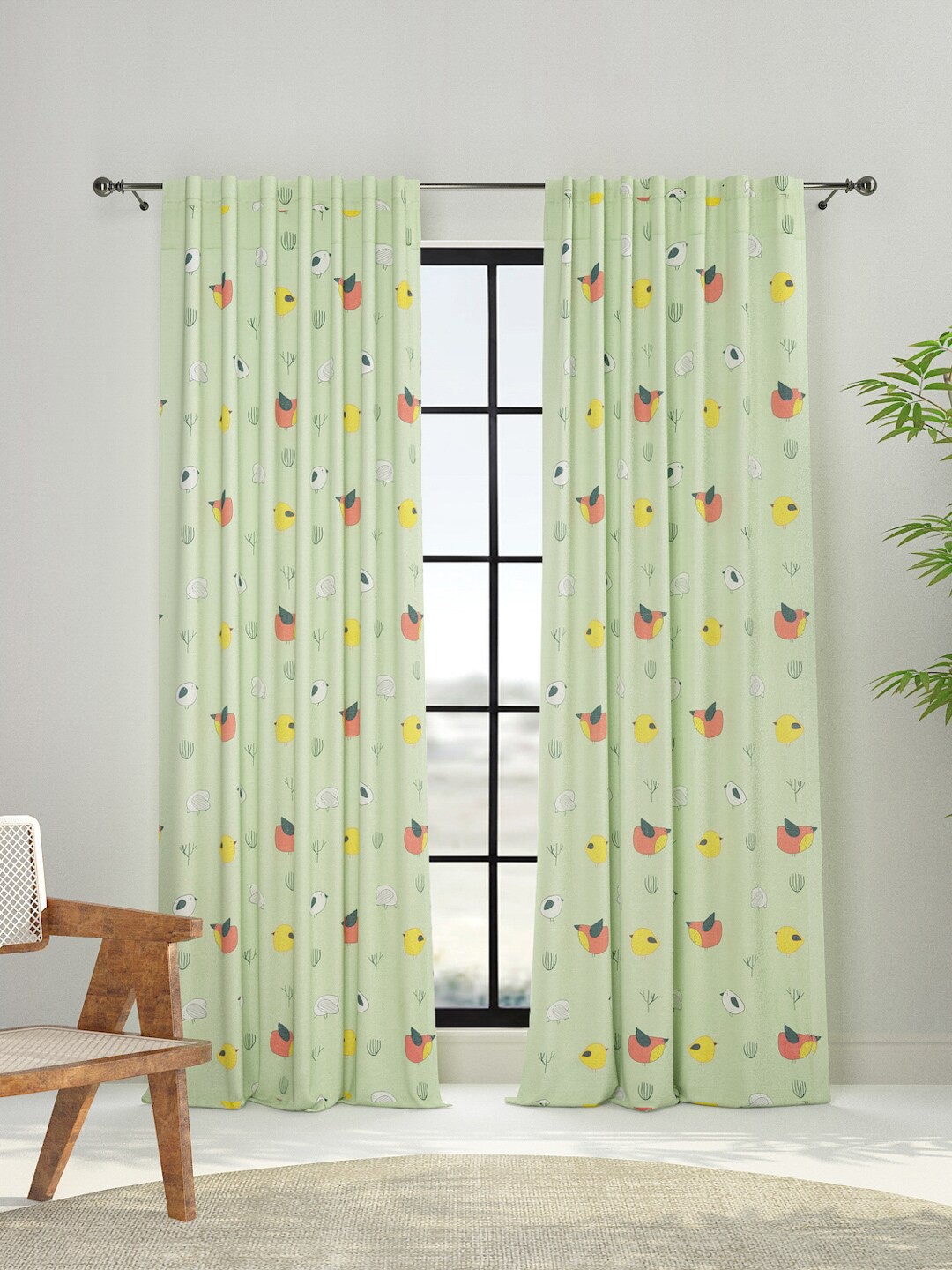 

Fabindia Green & Red Window Curtain