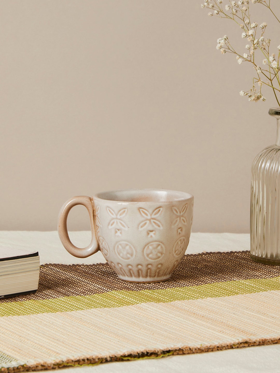 

Fabindia Beige Maaya Embossed Tea Cup