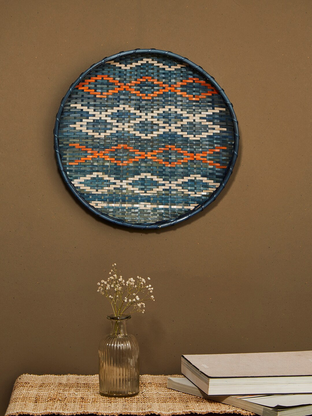 

Fabindia Blue & Orange Vetasi Maaya Cane Abstract Wall Decor