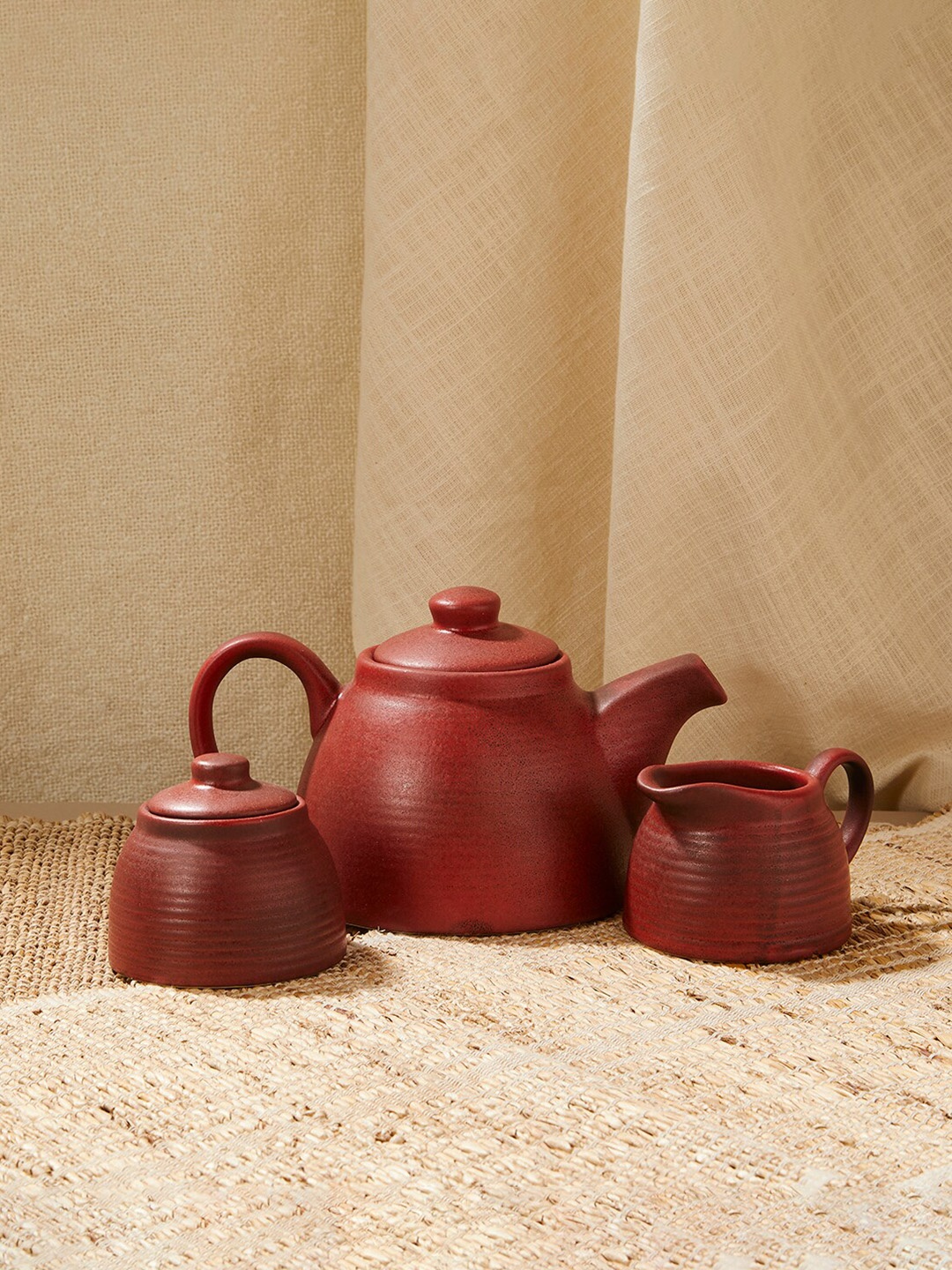 

Fabindia Red Solid Kadir Beverage Pot Set