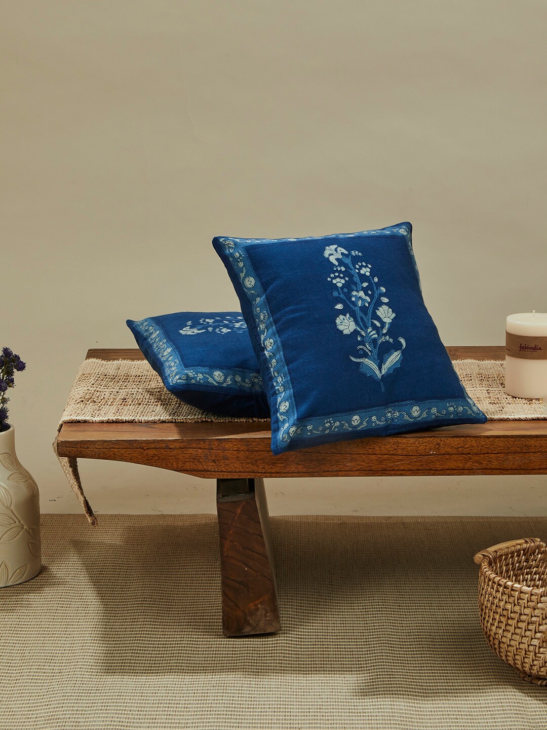 

Fabindia Blue Floral Square Cushion Covers