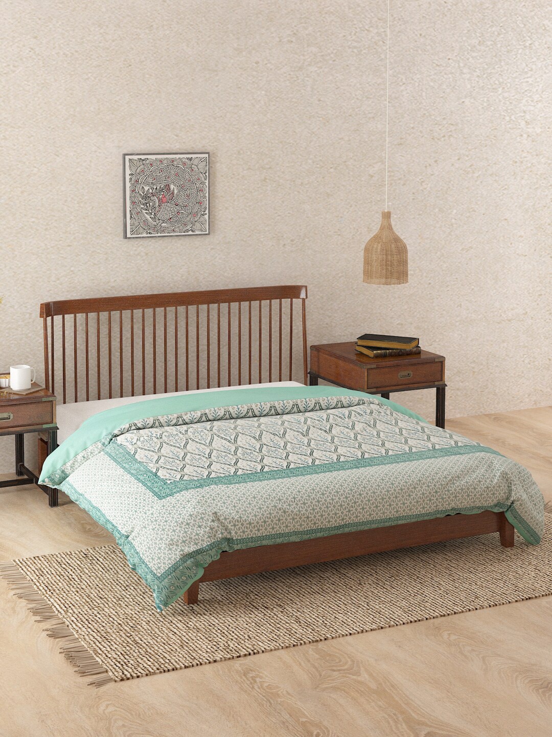 

Fabindia Teal Printed Double Bed Cotton Duvet Cover
