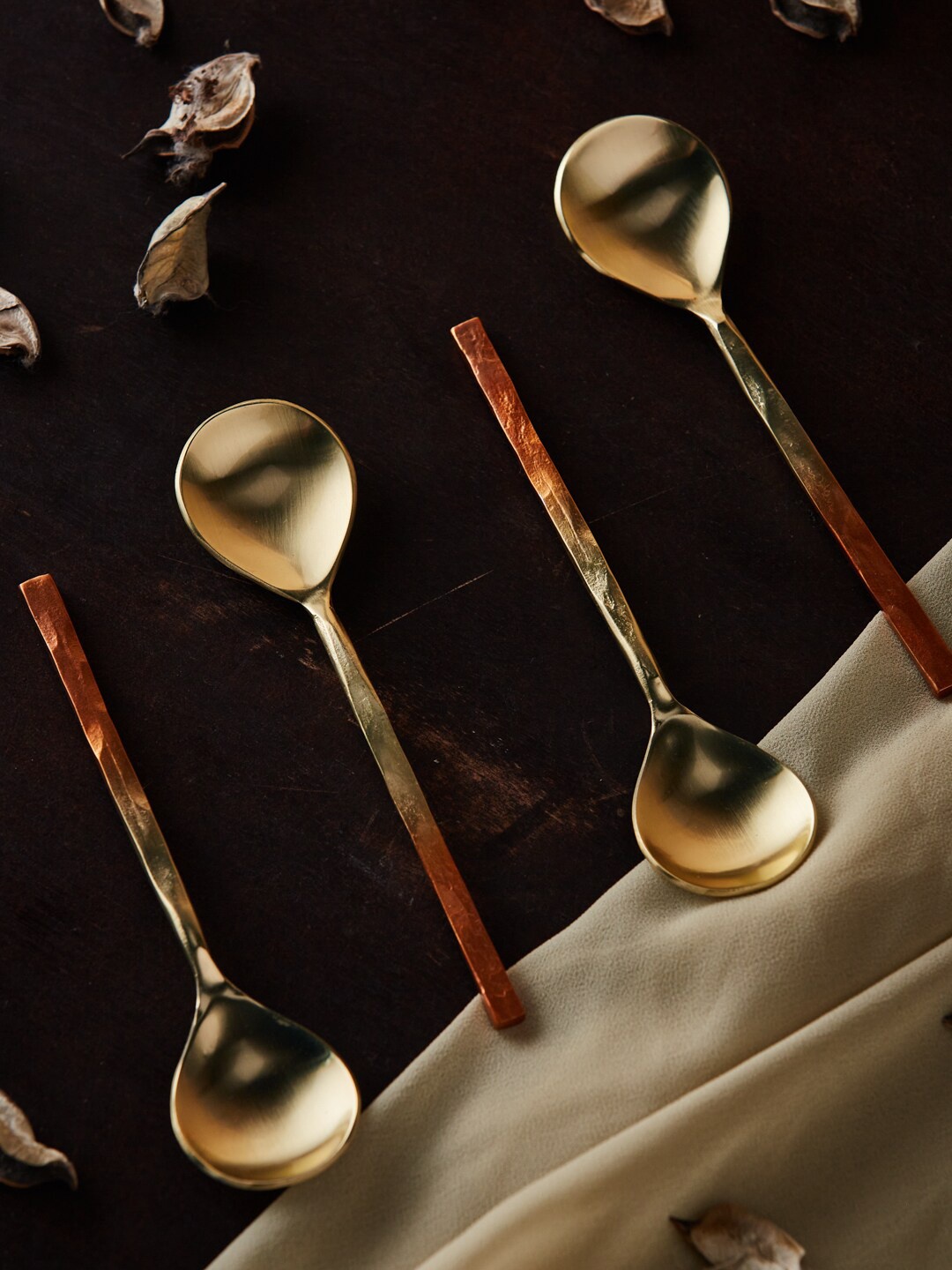 

Fabindia Set Of 4 Golden Maaya Dessert Spoon, Gold