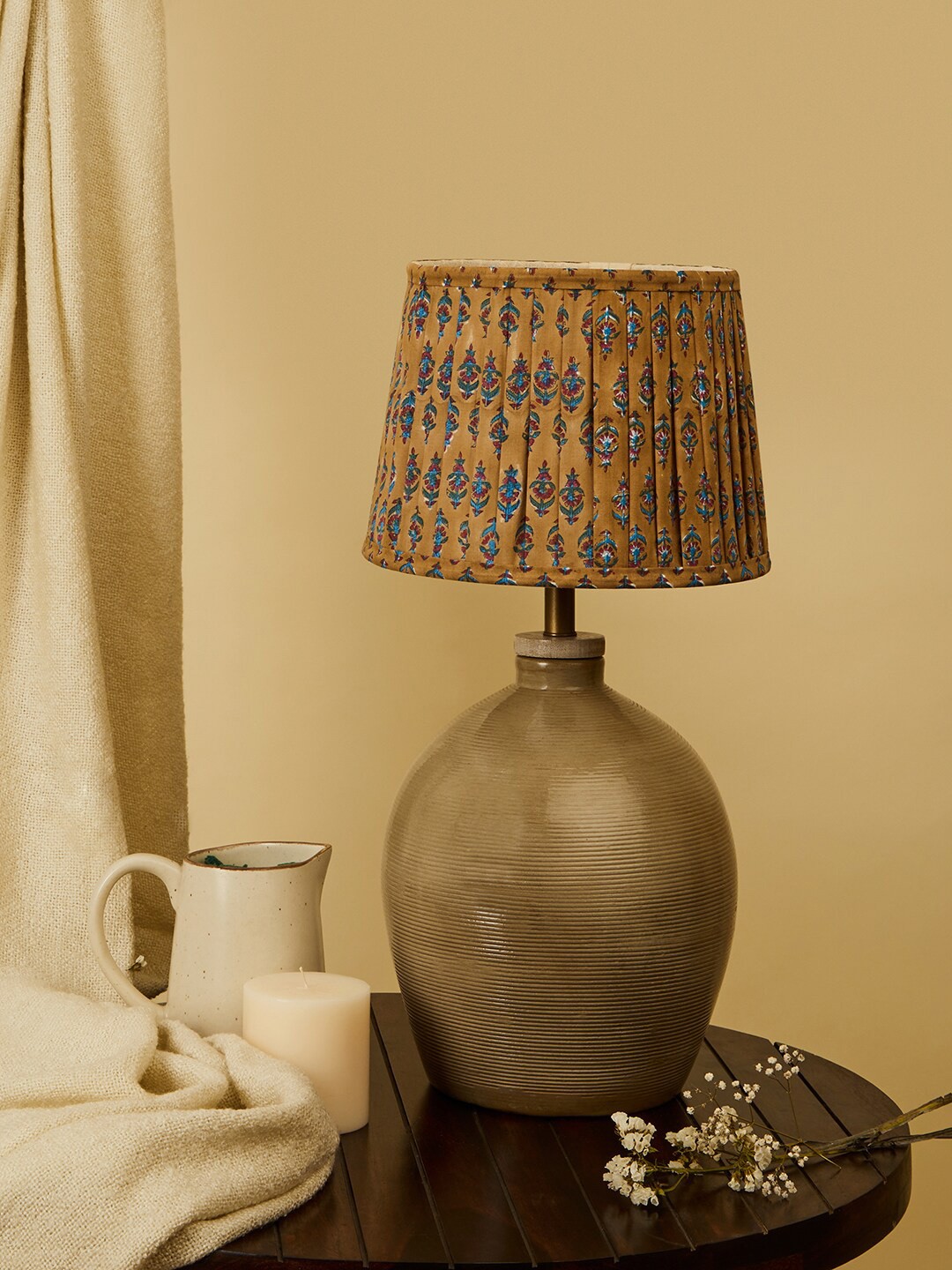 

Fabindia Blue & Beige Ishmi Pleated Lampshade