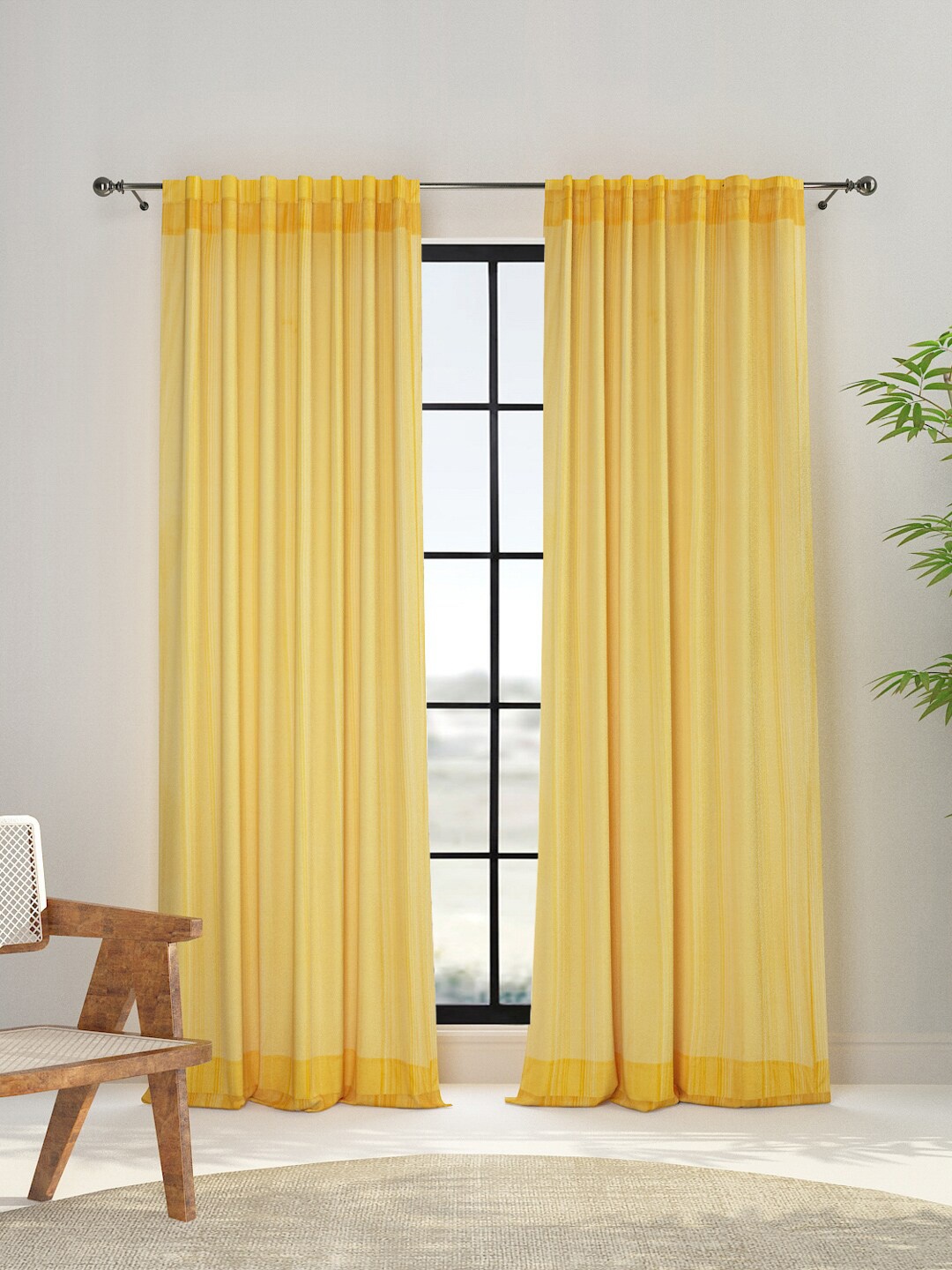 

Fabindia Yellow Striped Window Curtain