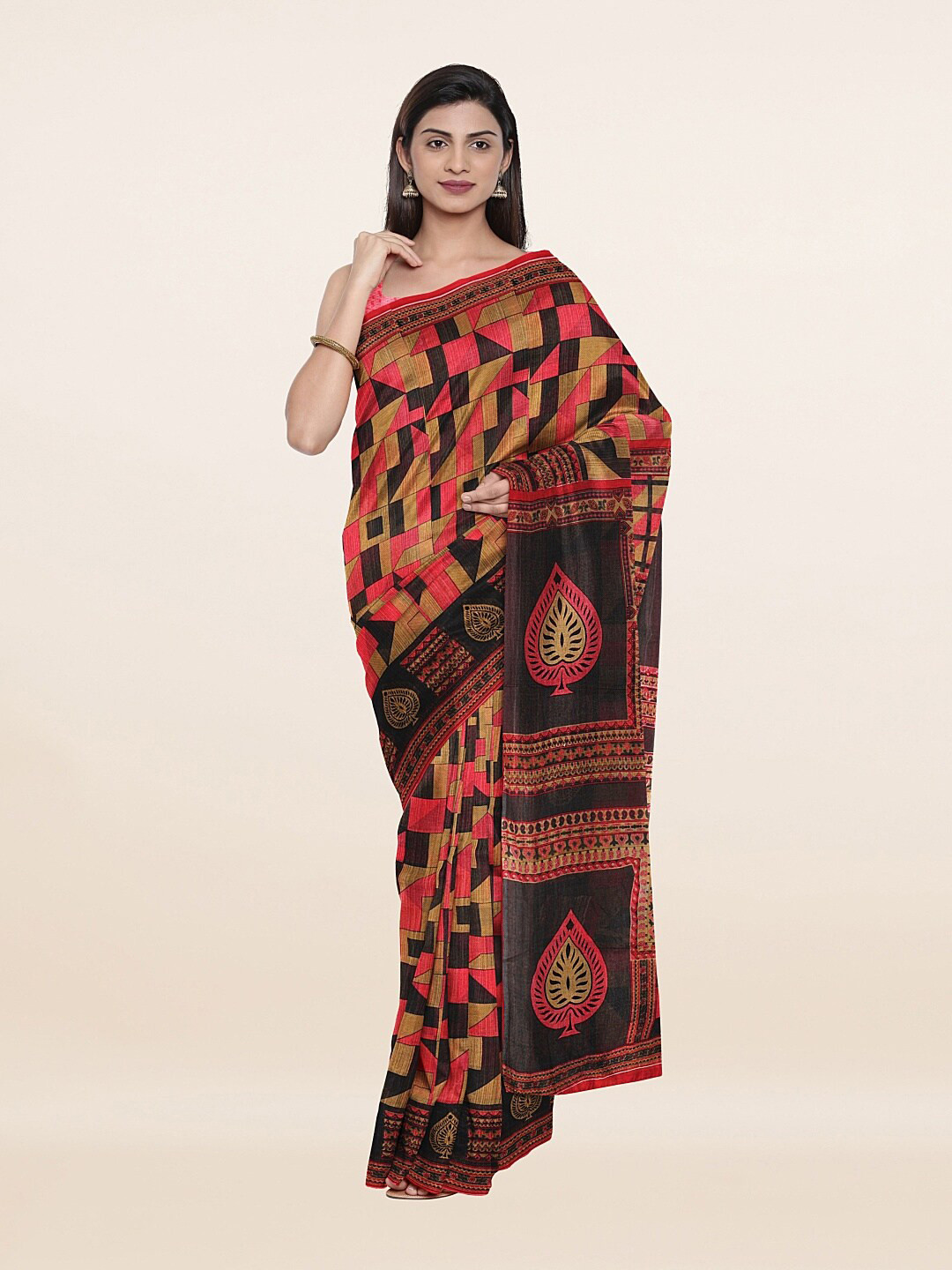 

Pothys Pink & Black Pure Cotton Saree
