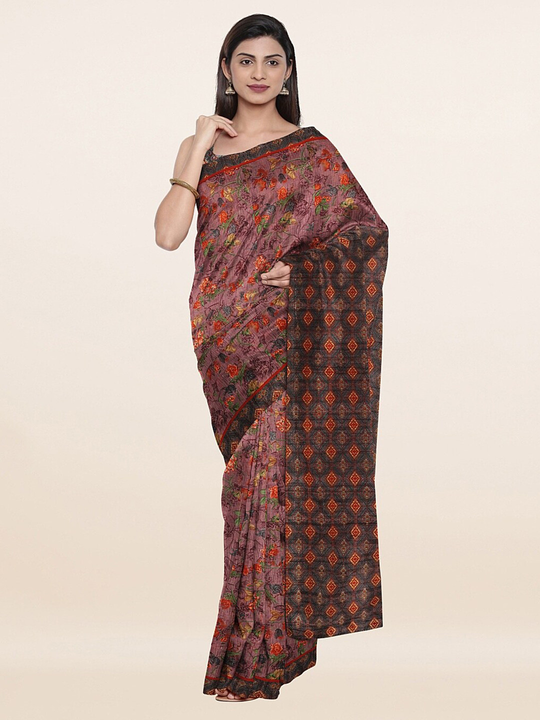 

Pothys Magenta & Green Floral Pure Cotton Saree