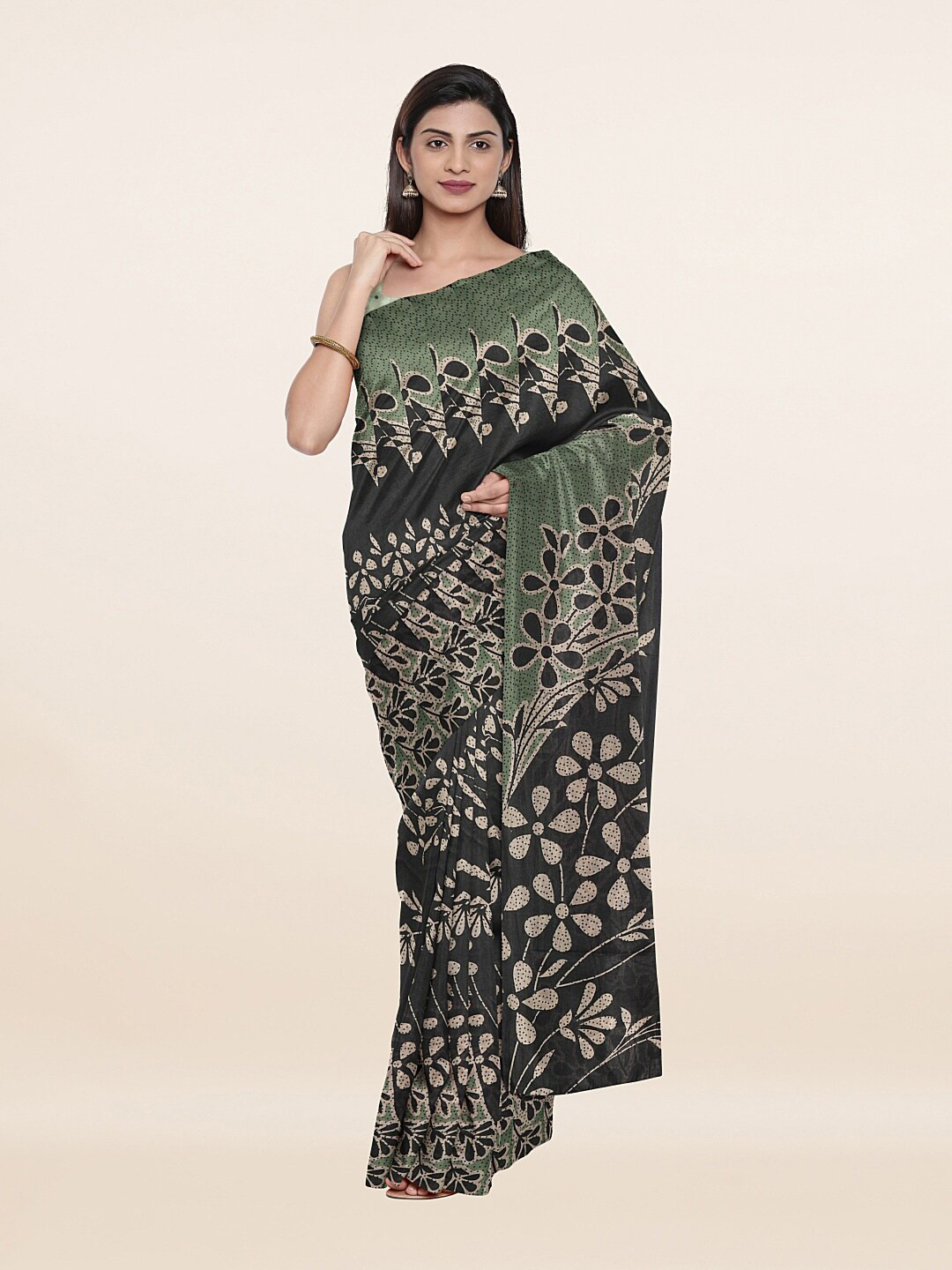 

Pothys Green & Black Pure Cotton Saree