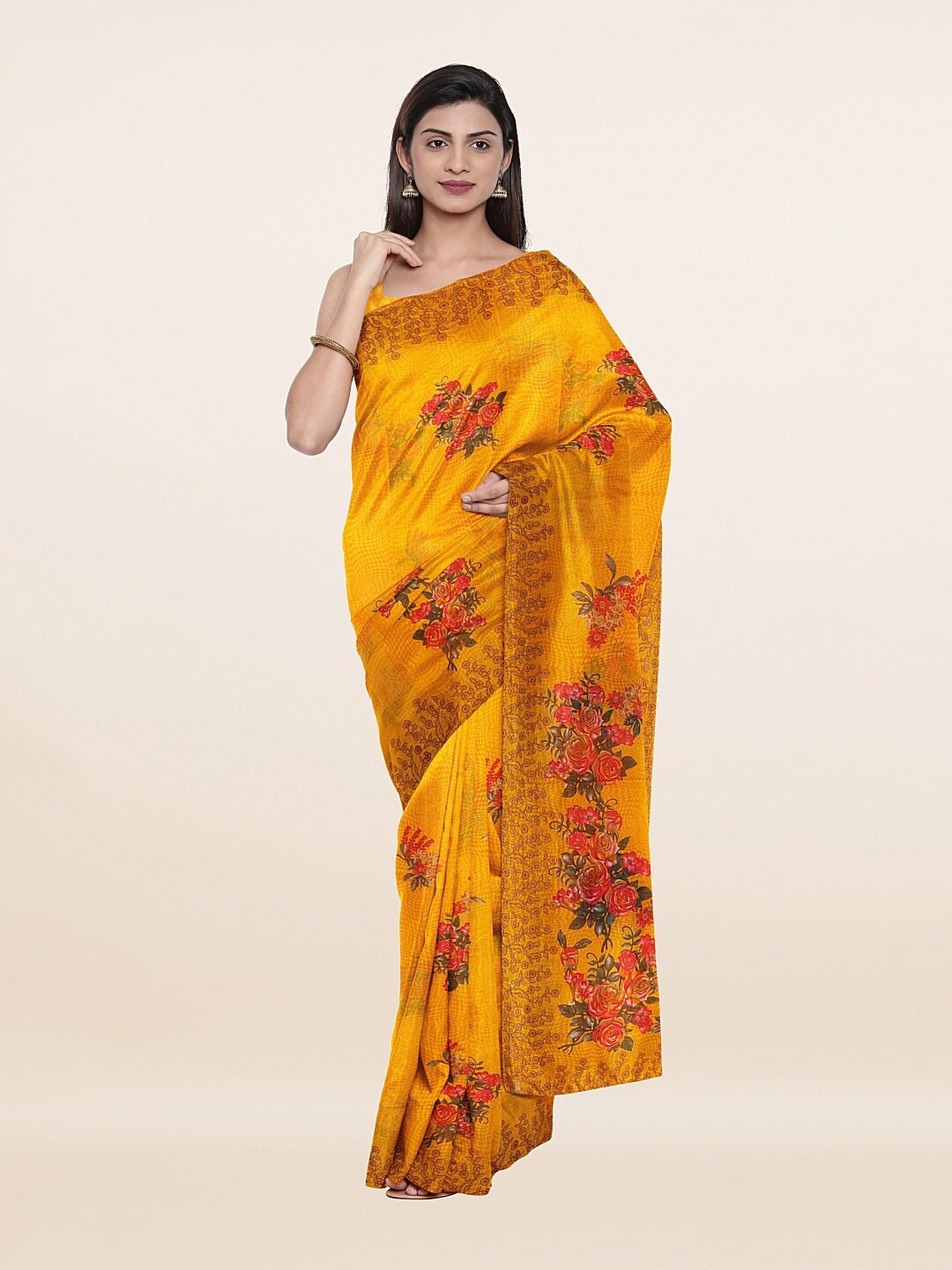 

Pothys Yellow & Red Floral Pure Cotton Saree