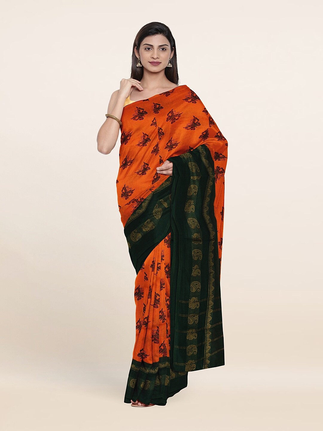 

Pothys Orange & Black Pure Cotton Saree