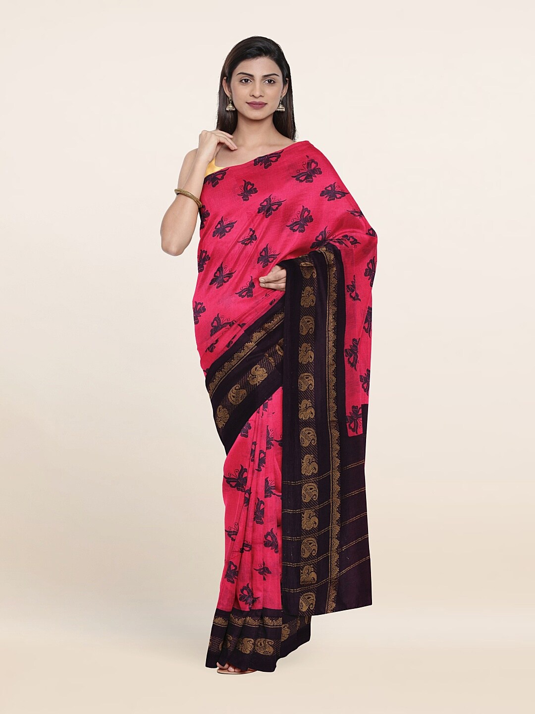 

Pothys Pink & Blue Pure Cotton Saree