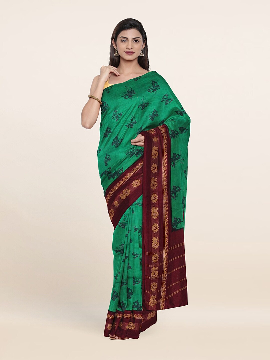 

Pothys Green & Purple Pure Cotton Saree