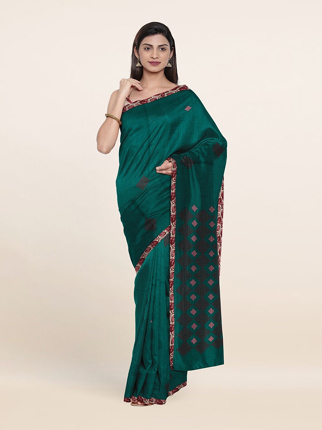 

Pothys Green & Pink Pure Cotton Saree