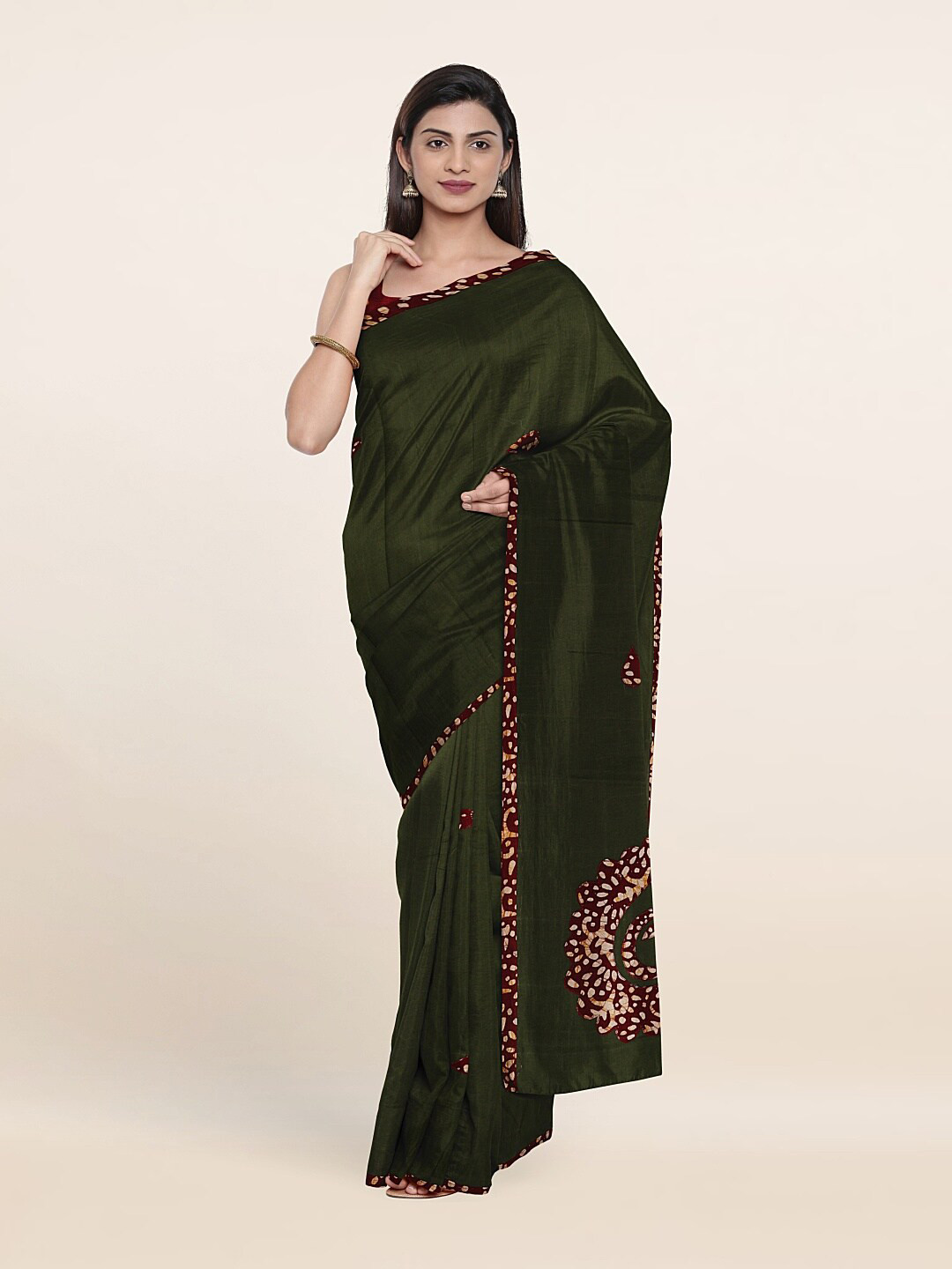 

Pothys Green & Pink Ethnic Motifs Pure Cotton Saree