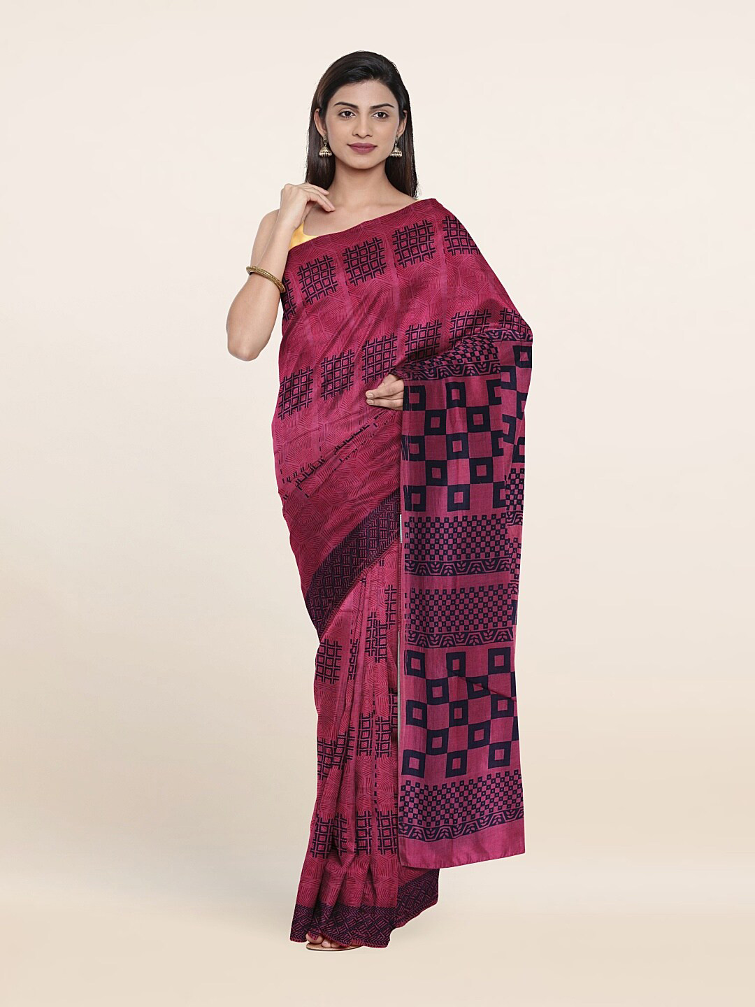 

Pothys Magenta & Blue Pure Cotton Saree