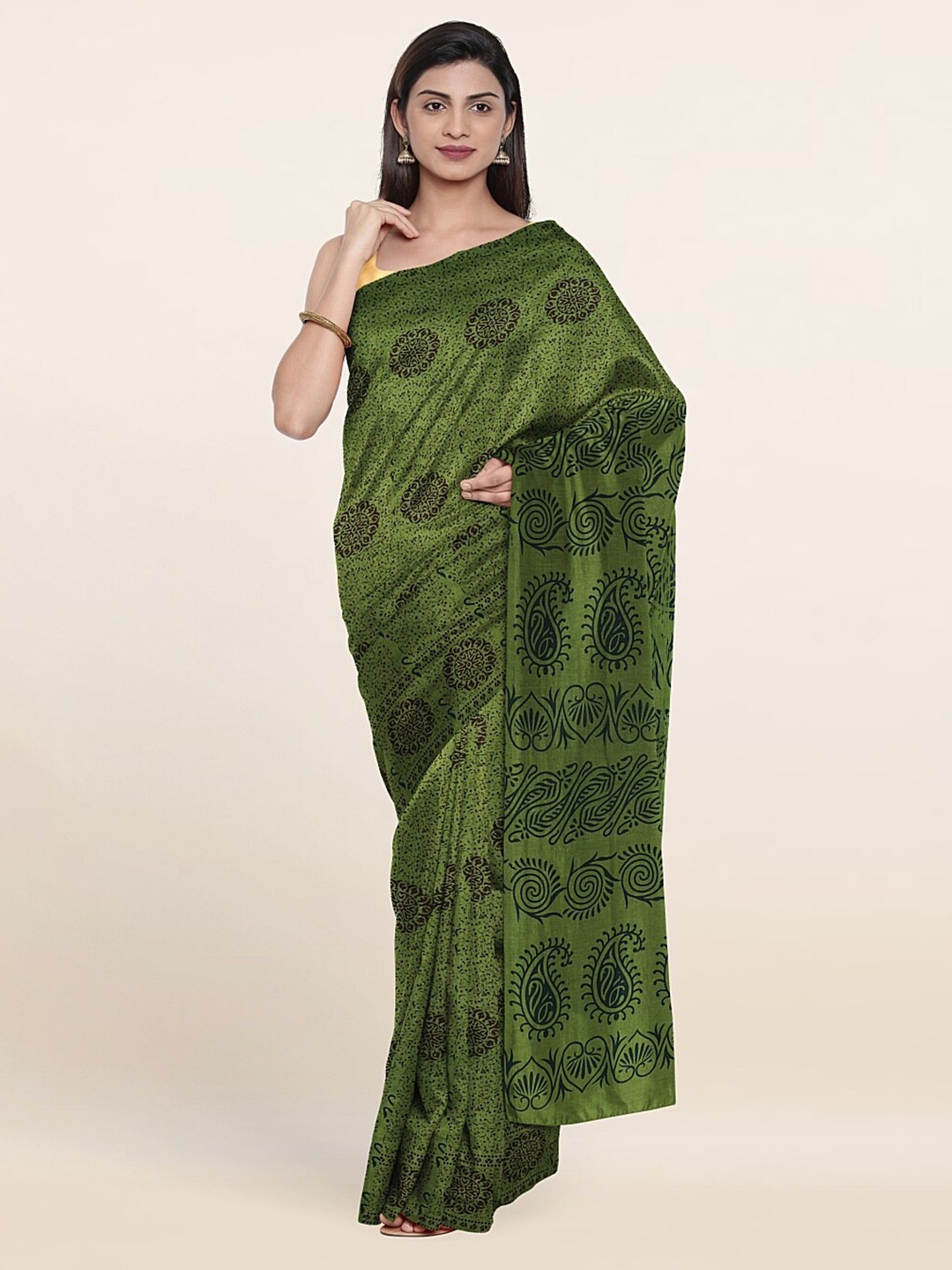 

Pothys Green & Black Pure Cotton Saree