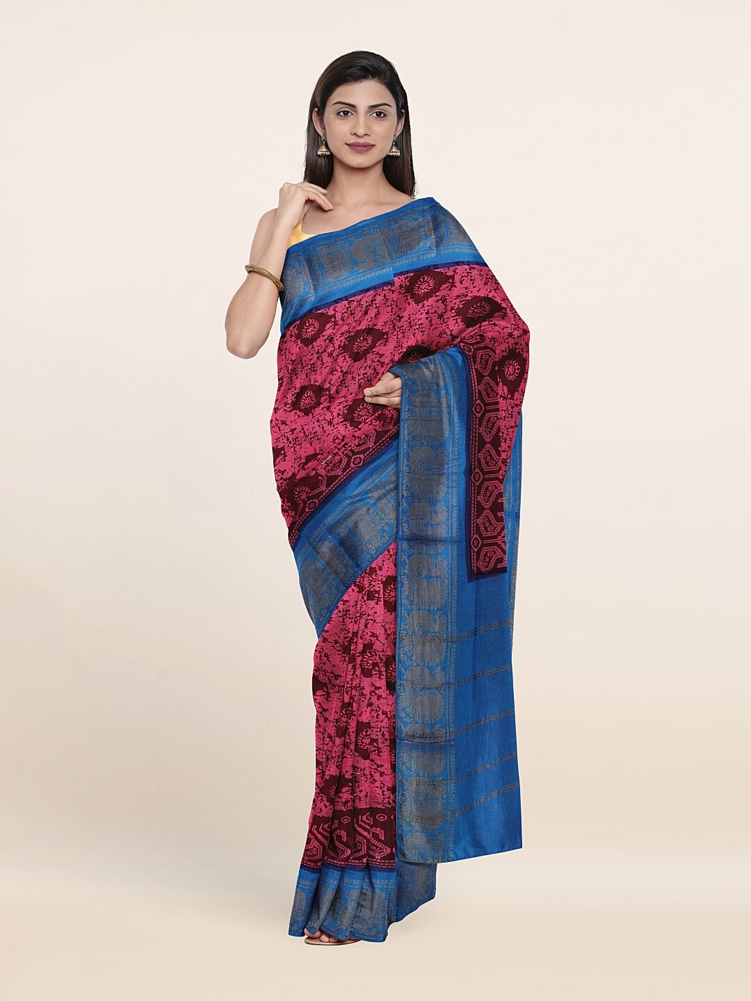 

Pothys Pink & Blue Printed Pure Cotton Saree