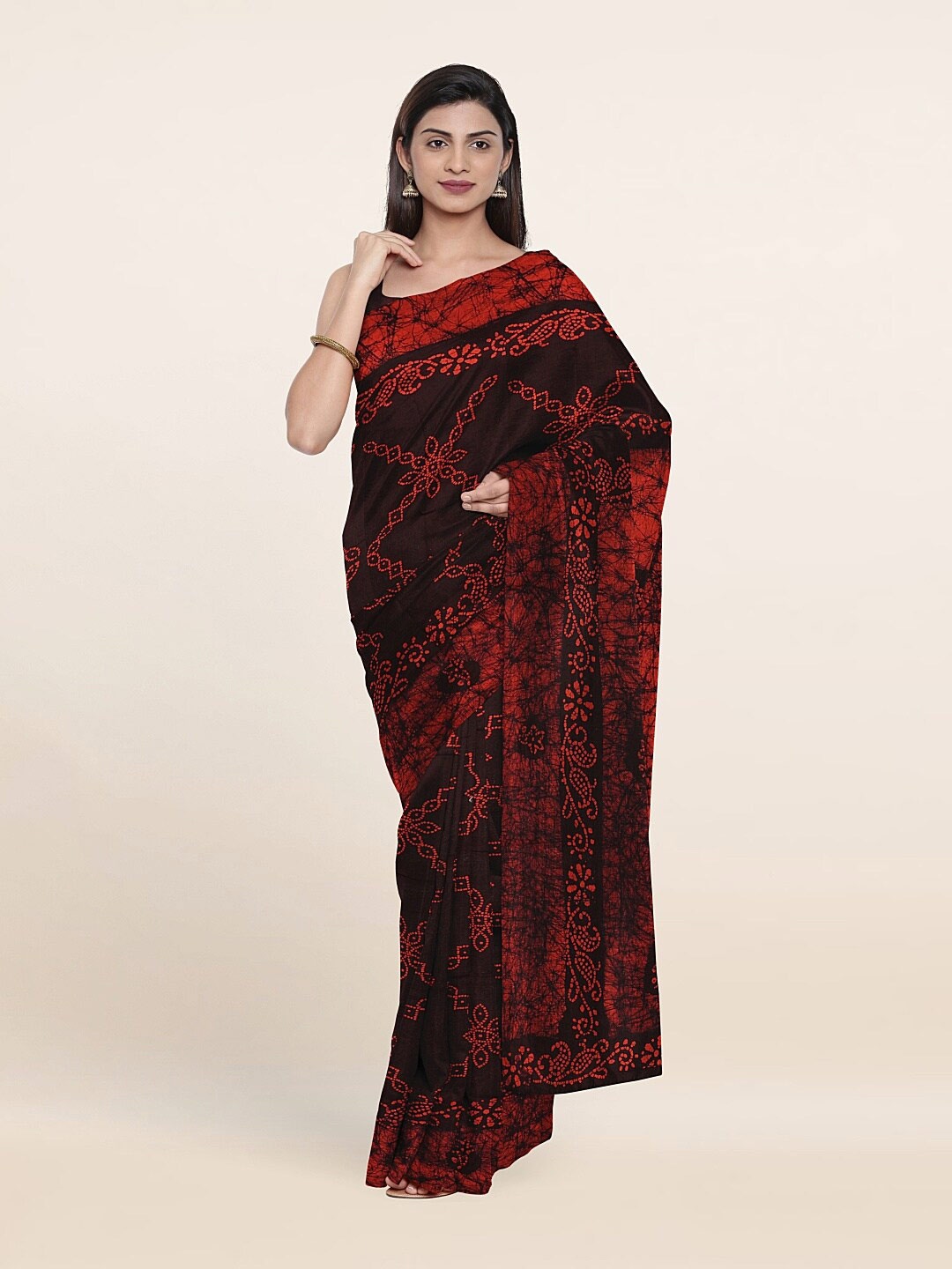 

Pothys Brown & Orange Floral Pure Cotton Saree