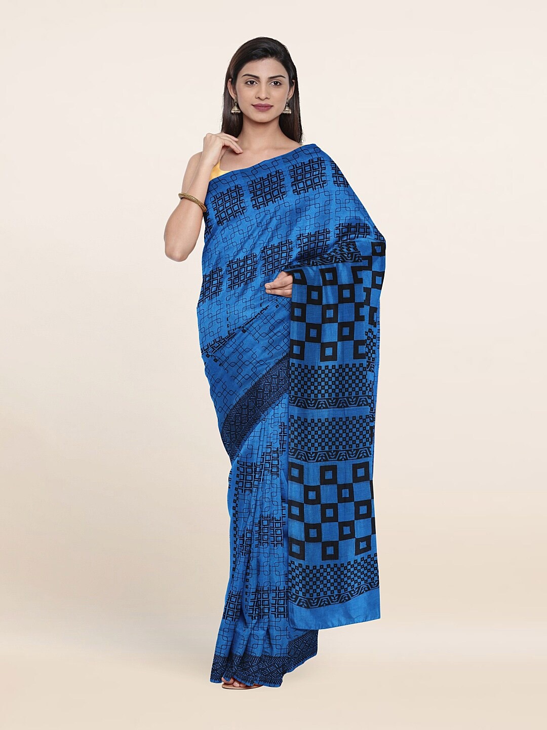 

Pothys Blue & Black Printed Pure Cotton Saree