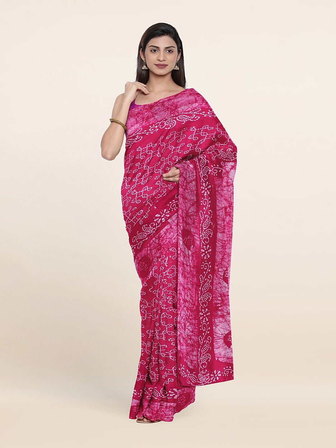 

Pothys Pink & White Pure Cotton Saree