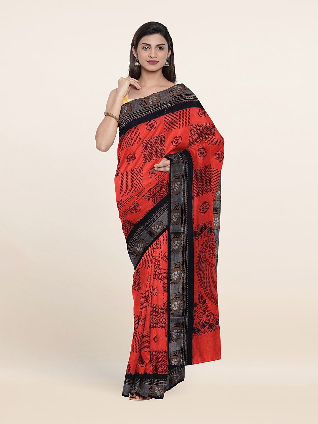 

Pothys Red & Black Zari Pure Cotton Saree