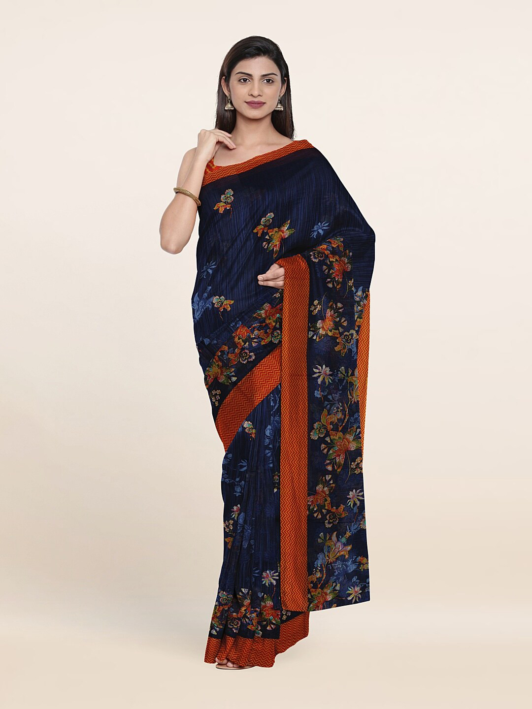 

Pothys Blue & Green Paisley Pure Cotton Saree