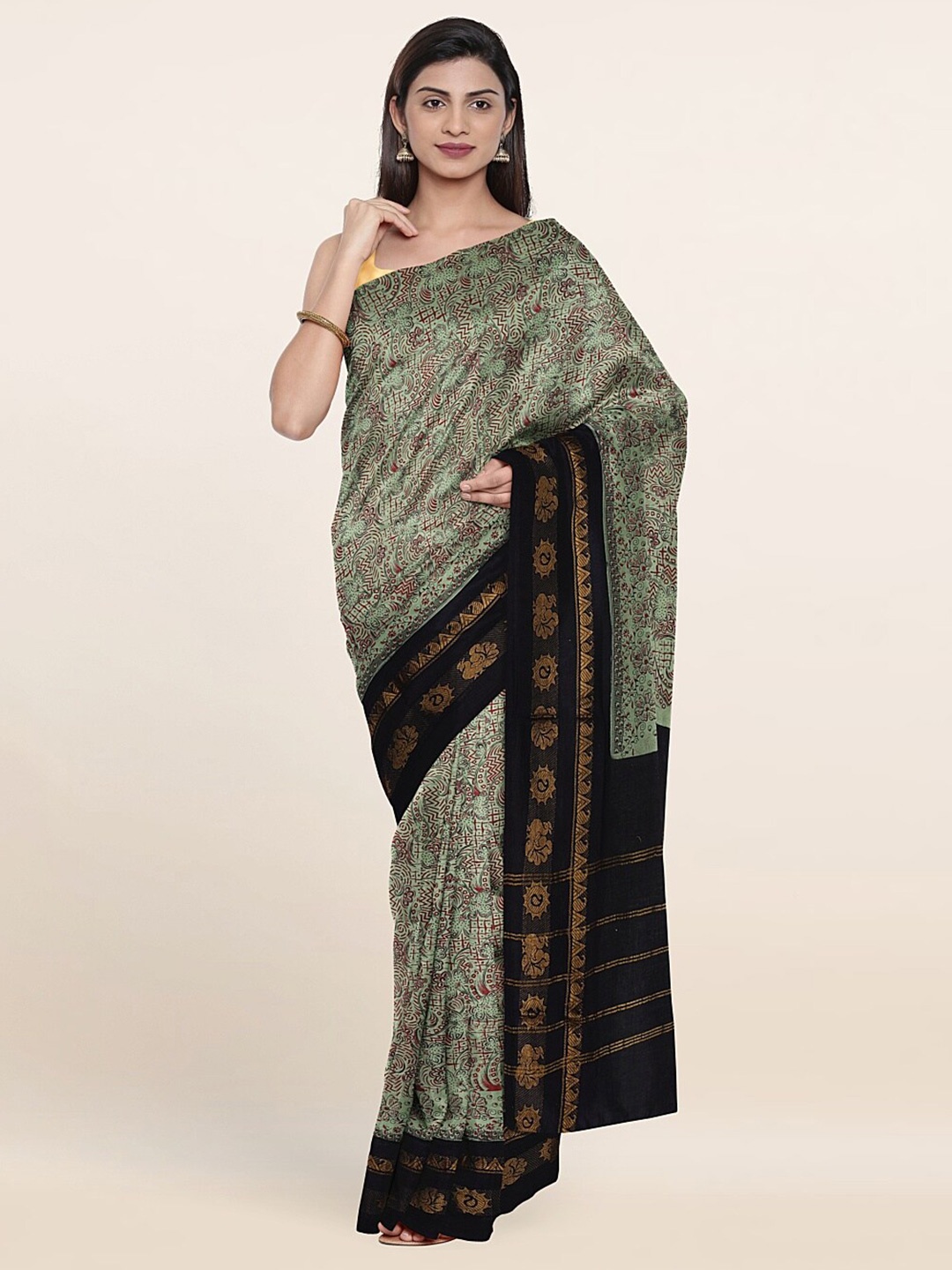 

Pothys Green & Maroon Zari Pure Cotton Saree