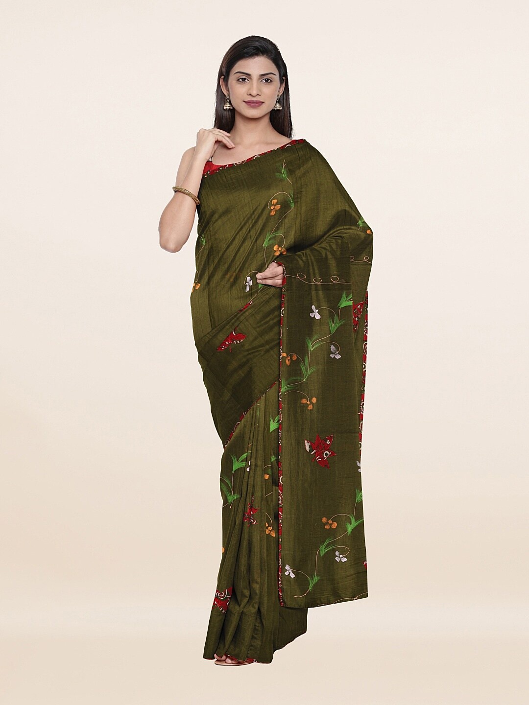 

Pothys Green Floral Pure Cotton Saree