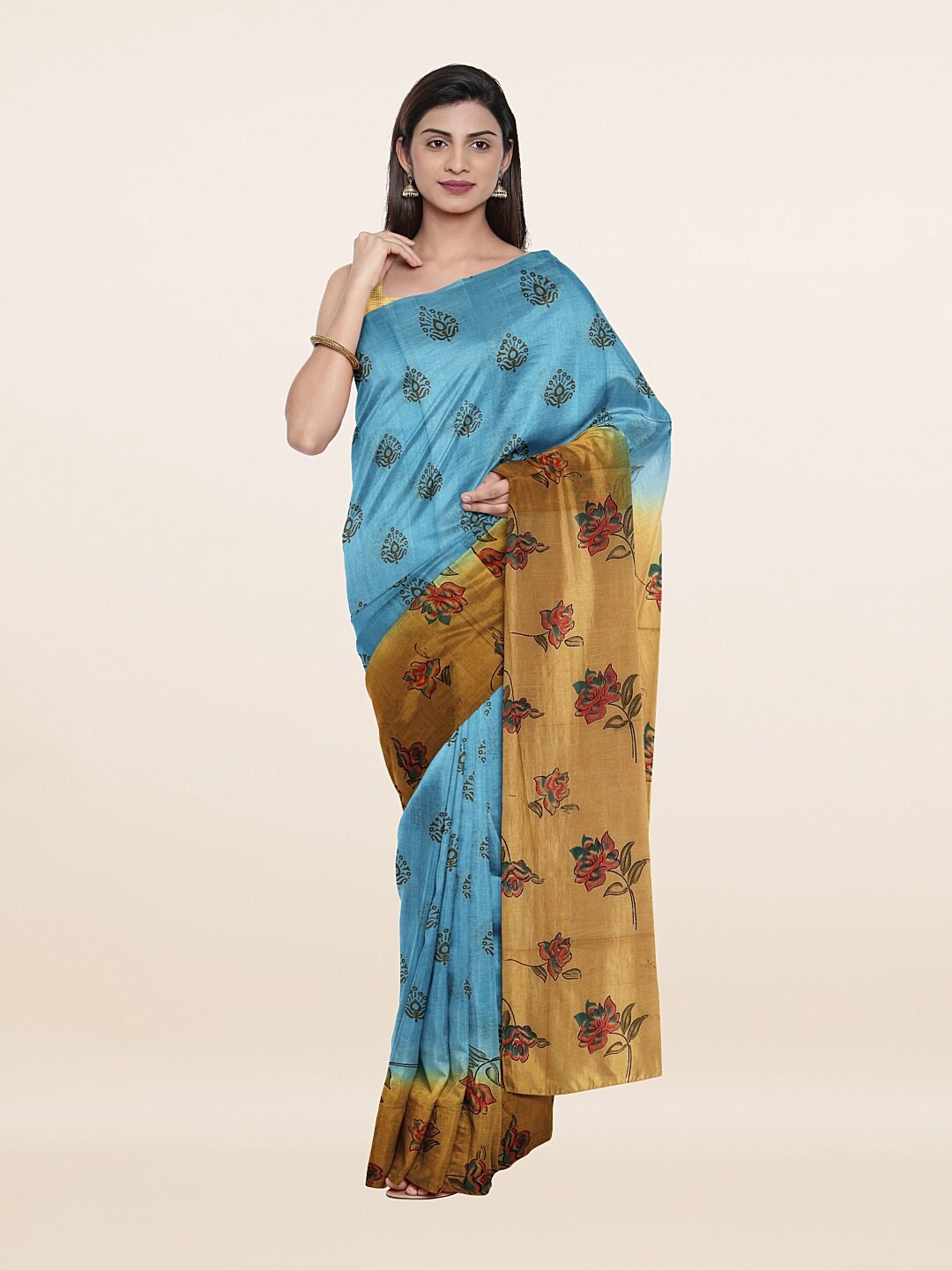 

Pothys Blue Floral Pure Cotton Saree