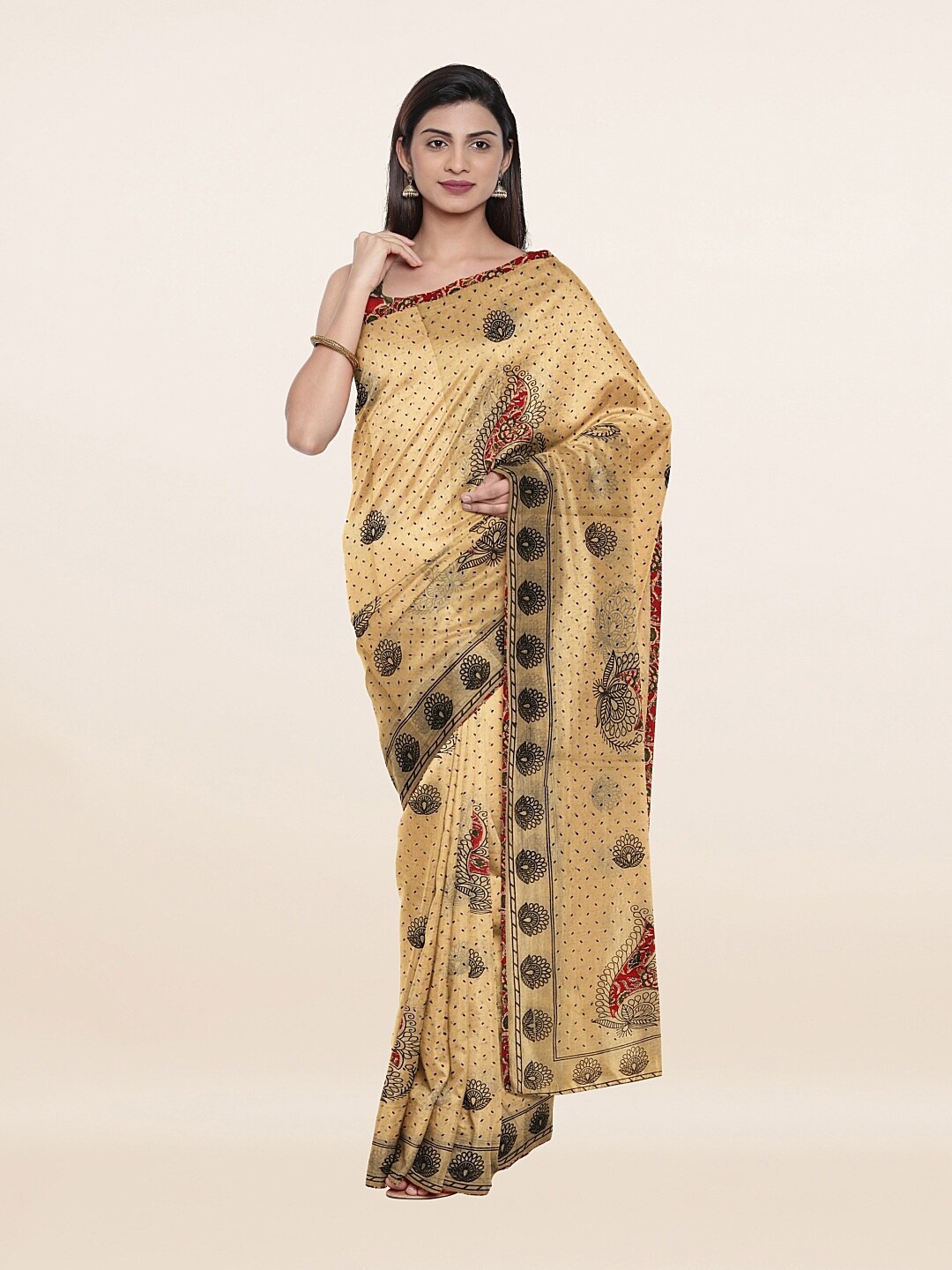 

Pothys Cream-Coloured Ethnic Motifs Pure Cotton Saree