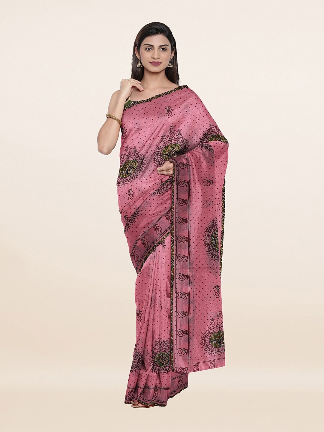 

Pothys Lavender & Black Floral Pure Cotton Saree