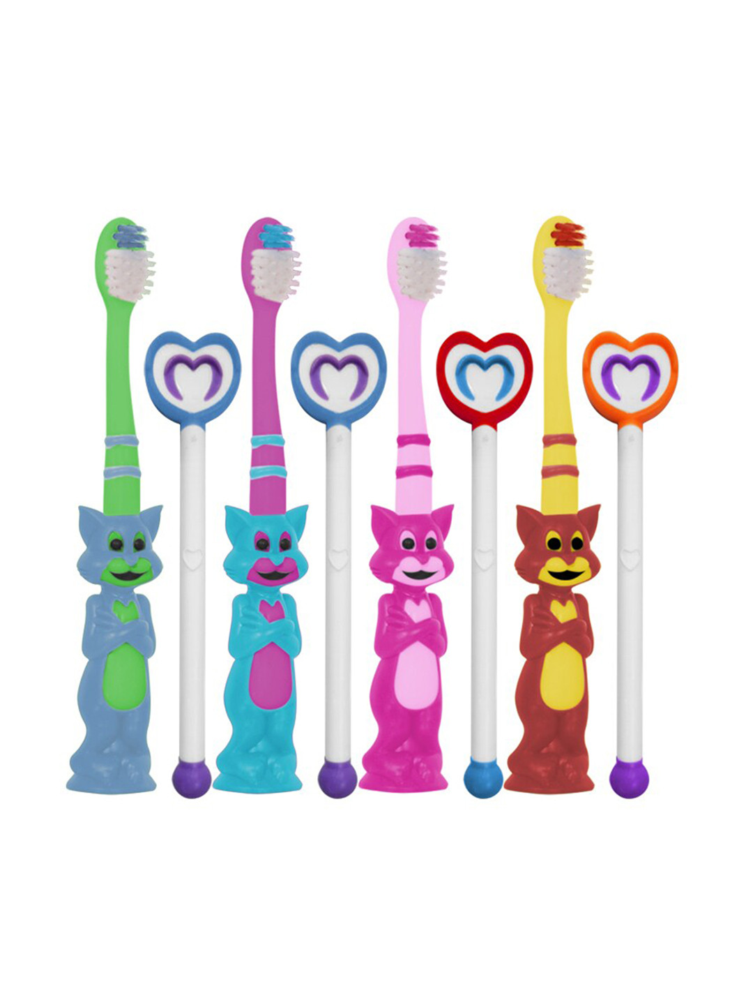 

BUDDSBUDDY Kids Set of 8 Multicoloured Toothbrush & Tongue Cleaner, Multi