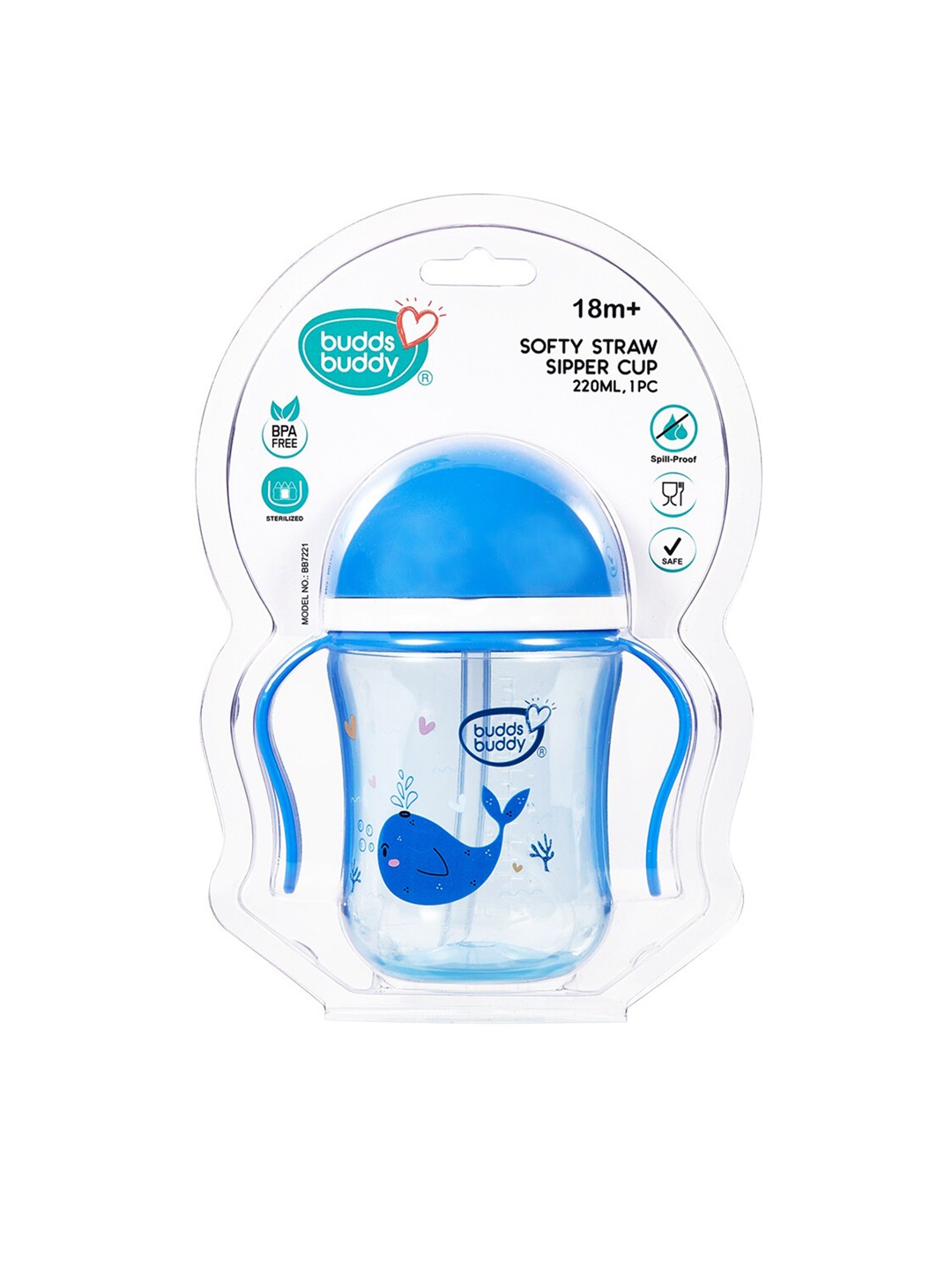 

BUDDSBUDDY Kids Blue Softy Straw Sipper Cup- 220ml