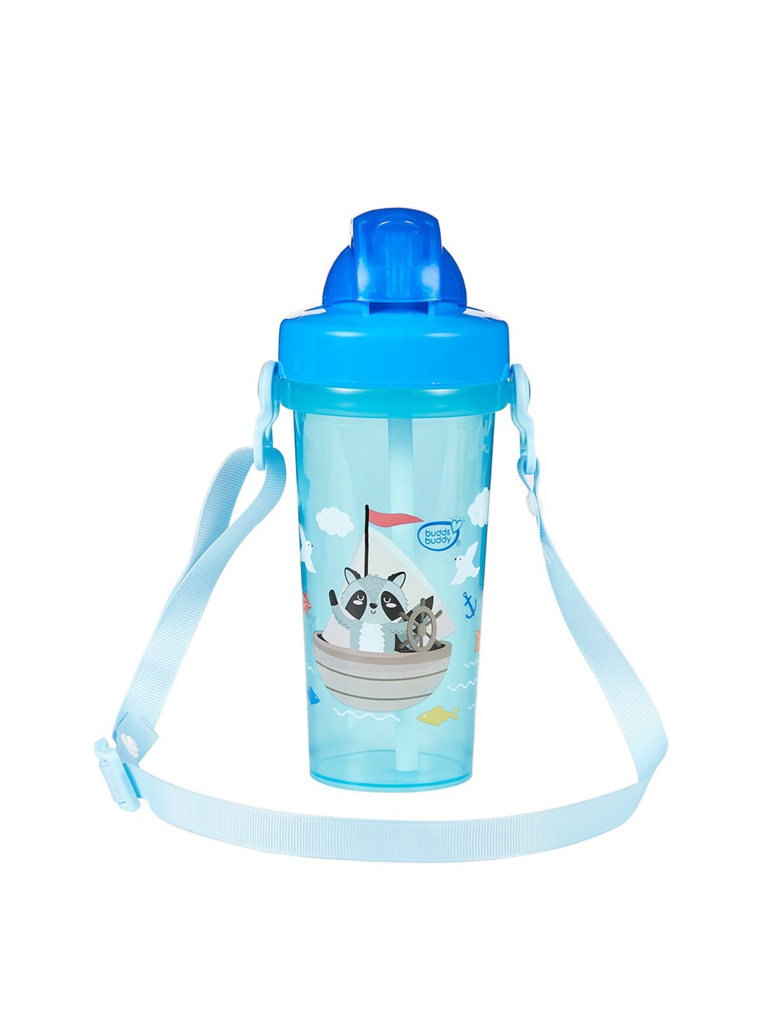 

BUDDSBUDDY Kids Blue Straw Sipper with Adjustable Strap