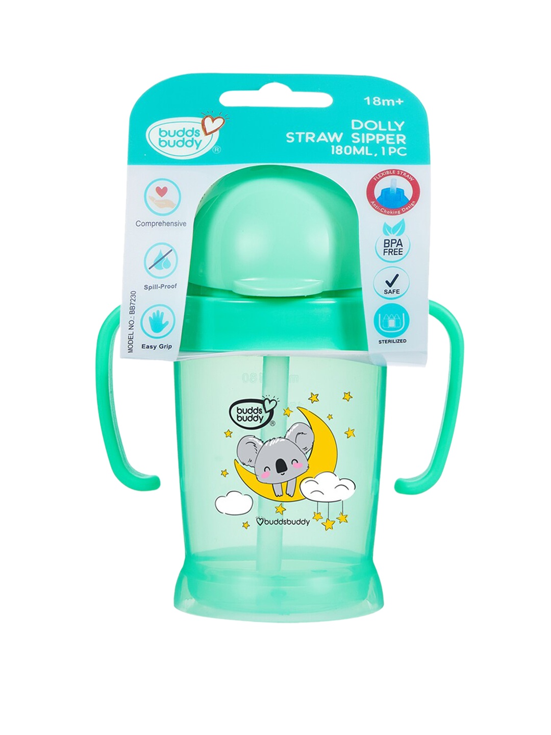 

BUDDSBUDDY Kids Green BPA Free Anti Spill Design Dolly Straw Sipper