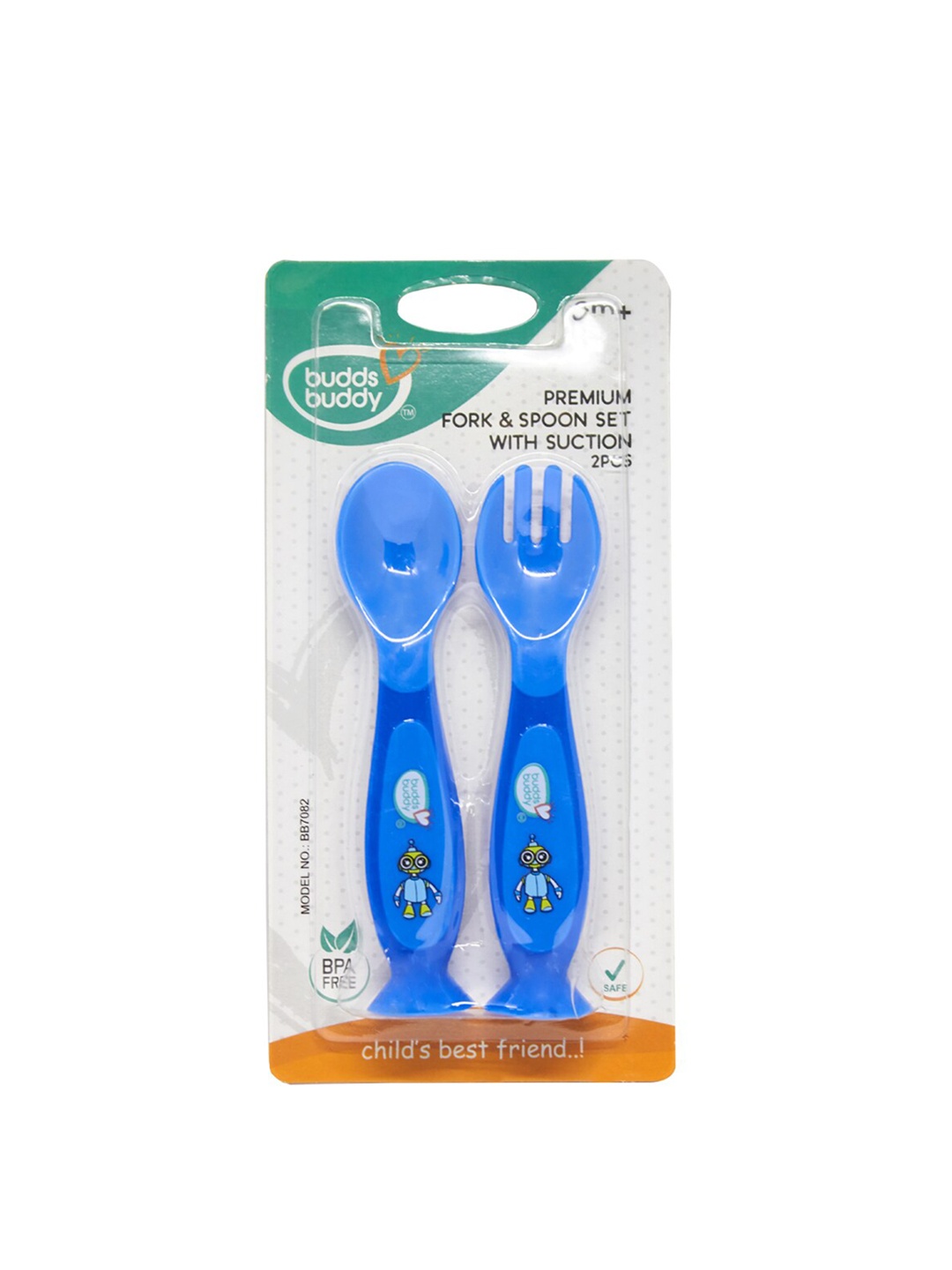 

BUDDSBUDDY Kids Set of 2 Blue Fork & Spoon