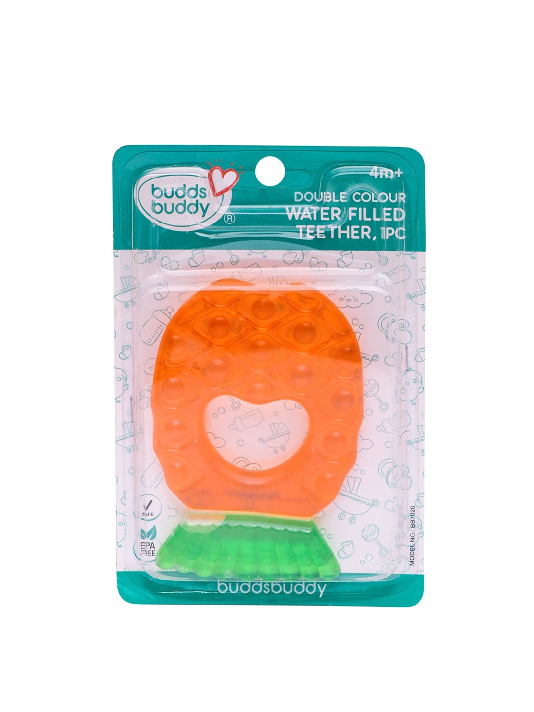 

BUDDSBUDDY Pack Of 2 BPA Free Water Filled Teether, Orange