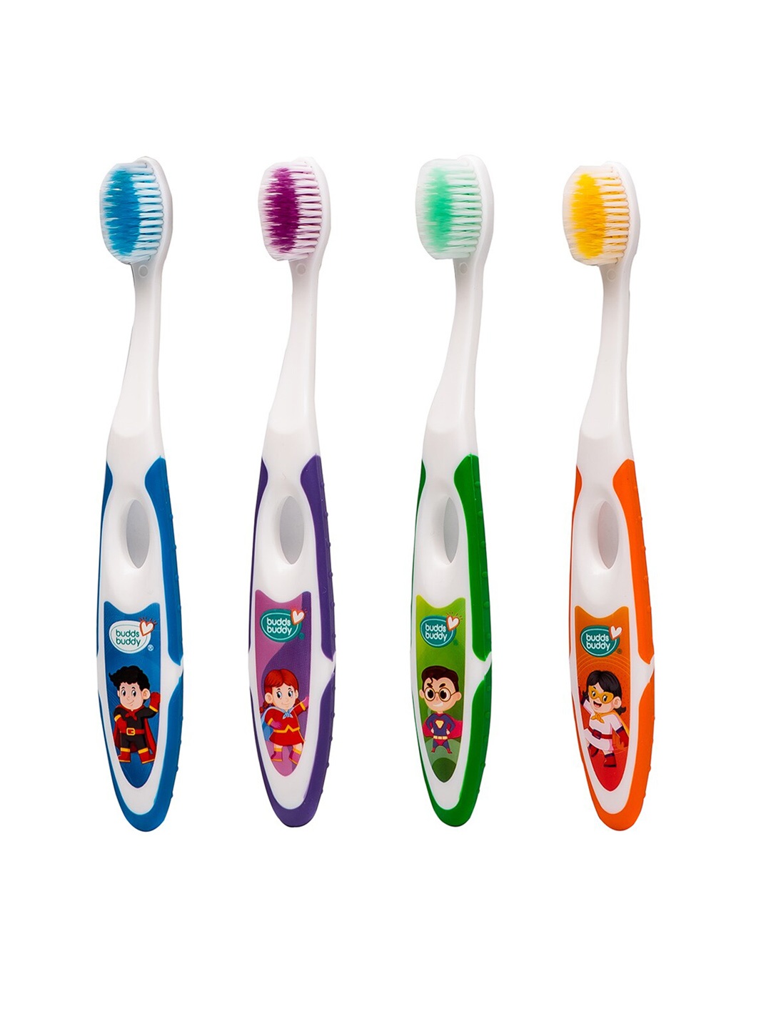 

BUDDSBUDDY Kids Set of 4 Soft Bristles Tooth brush, Multi