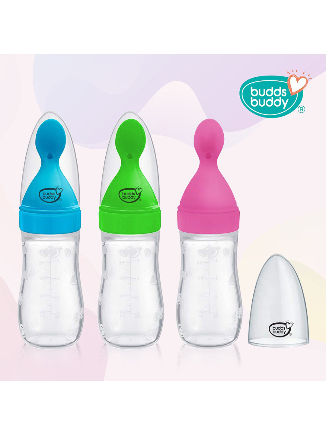 

BUDDSBUDDY Pink Squeezy Silicone Cereal Feeder 125 Ml