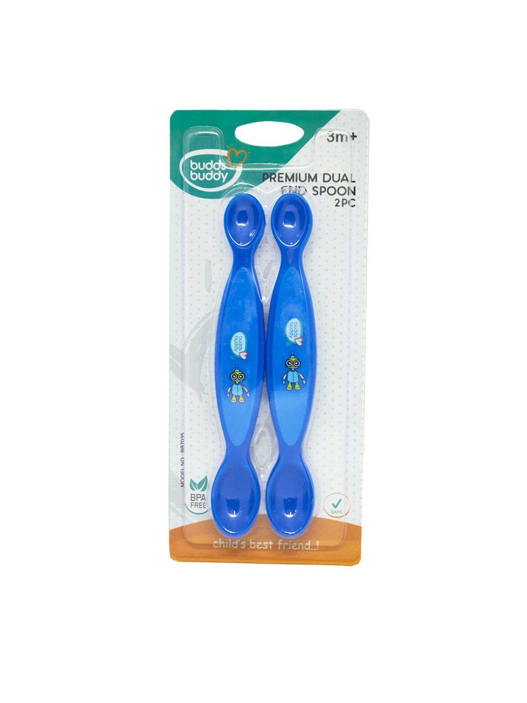 

BUDDSBUDDY Kids Set of 2 Blue Dual End Spoon