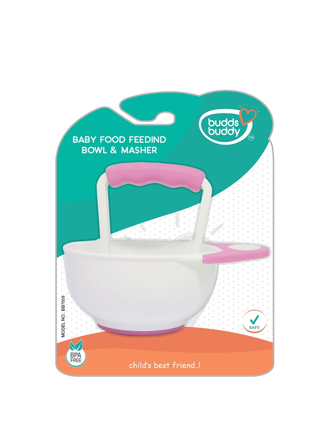 

BUDDSBUDDY Kids White & Pink Solid Bowl & Masher