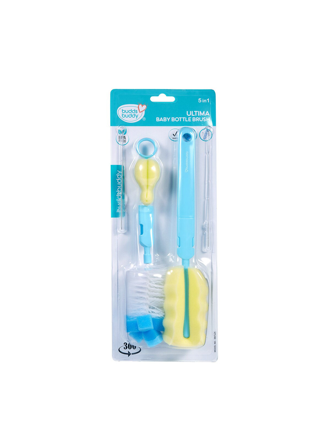 

BUDDSBUDDY Kids Blue 5 in 1 Ultima Baby Feeding Bottle Cleaner Set