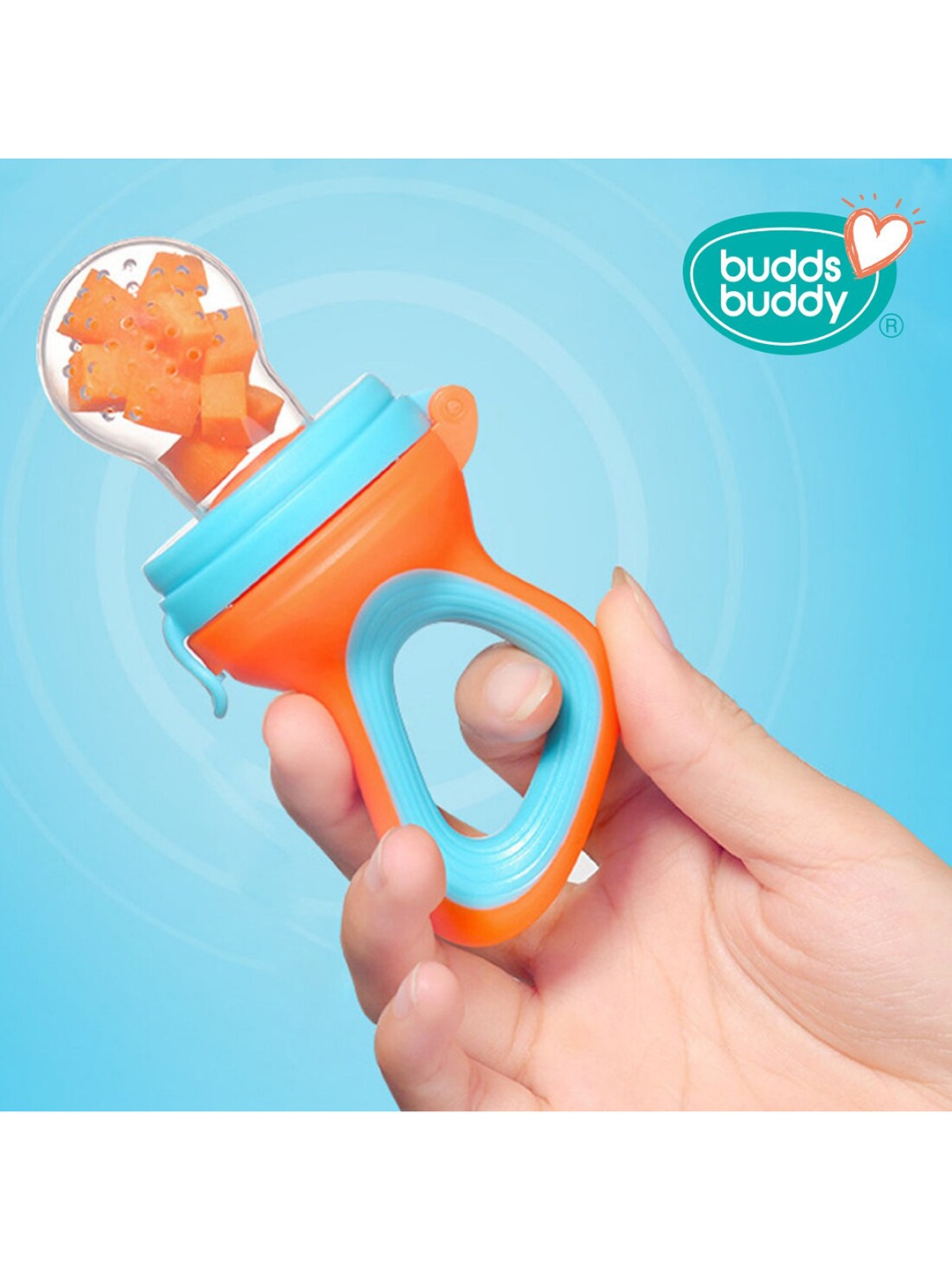 

BUDDSBUDDY Infants Pink BPA Free Fruit & Food Nibbler With Extra Teat Pacifier