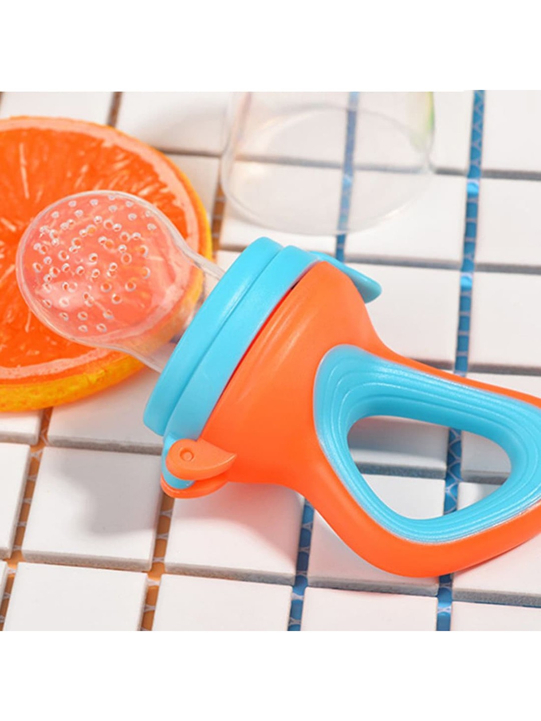 

BUDDSBUDDY Kids Orange & Blue BPA Free 2 Stage Fruit & Food Nibbler Pacifier