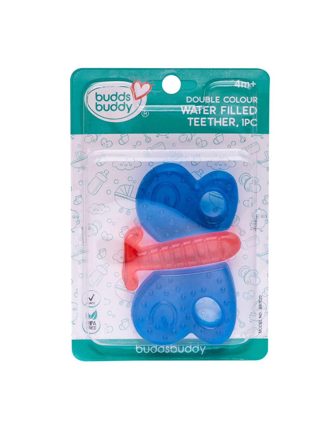 

BUDDSBUDDY Set of 4 BPA Free Double Color Water Filled Teether, Multi