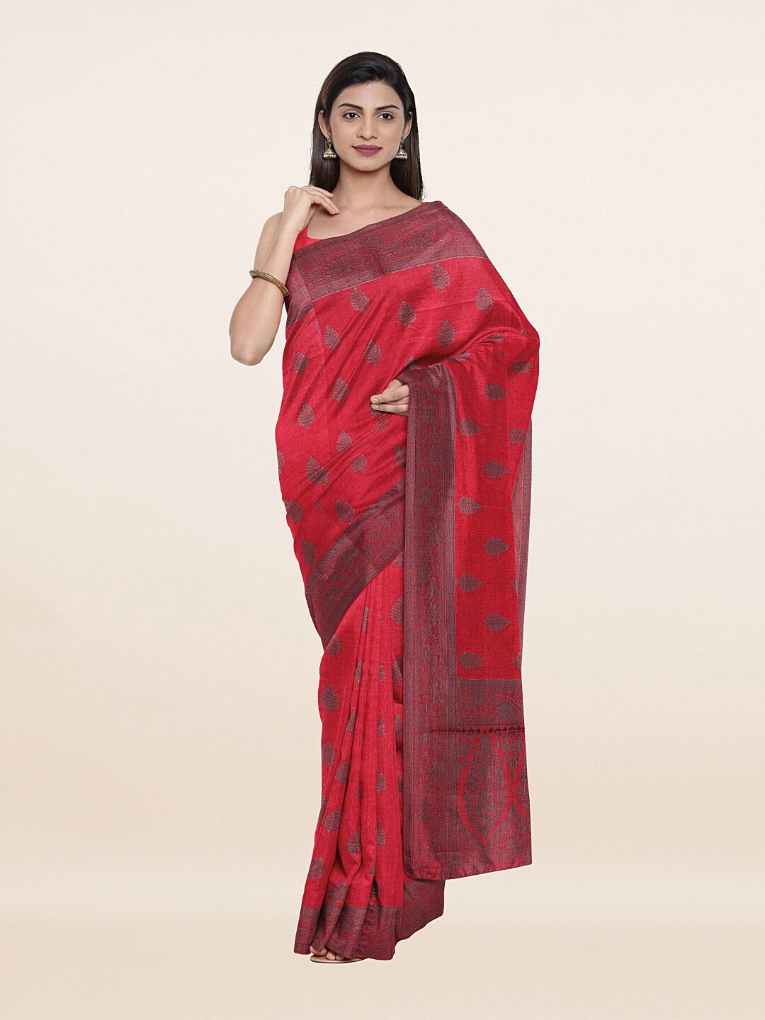 

Pothys Red & Grey Woven Design Art Silk Saree