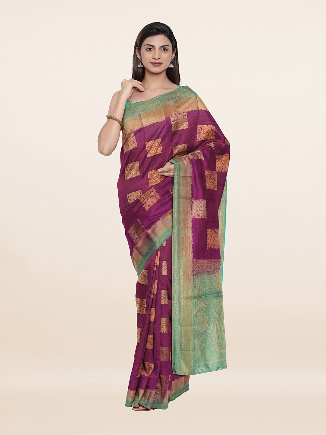 

Pothys Purple & Green Woven Design Art Silk Saree